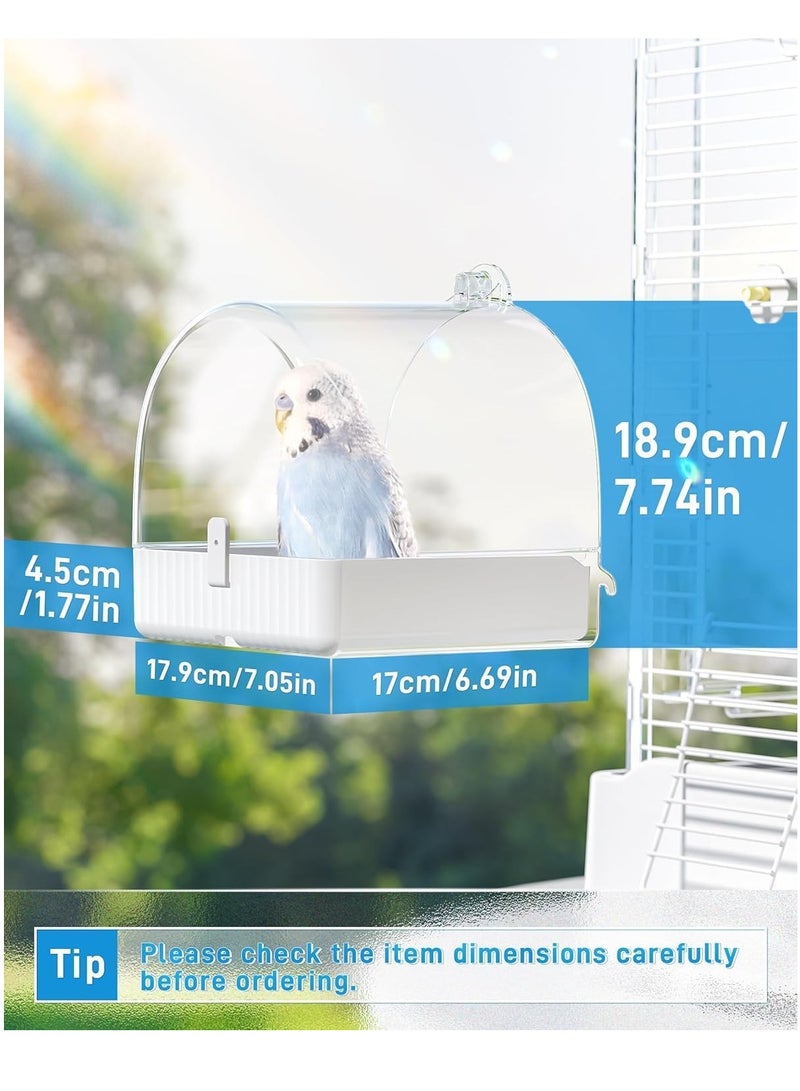 تراسل صندوق حمام الطيور المعلق، حمام الطيور للقفص، 3 في 1 حمام/وعاء/بيت متعدد الوظائف للطيور، إكسسوارات أقفاص الطيور مناسبة للطيور الصغيرة إلى المتوسطة، مثل طيور الحب، الببغاء والببغاوات، الببغاءات، المانيكين - Image 2