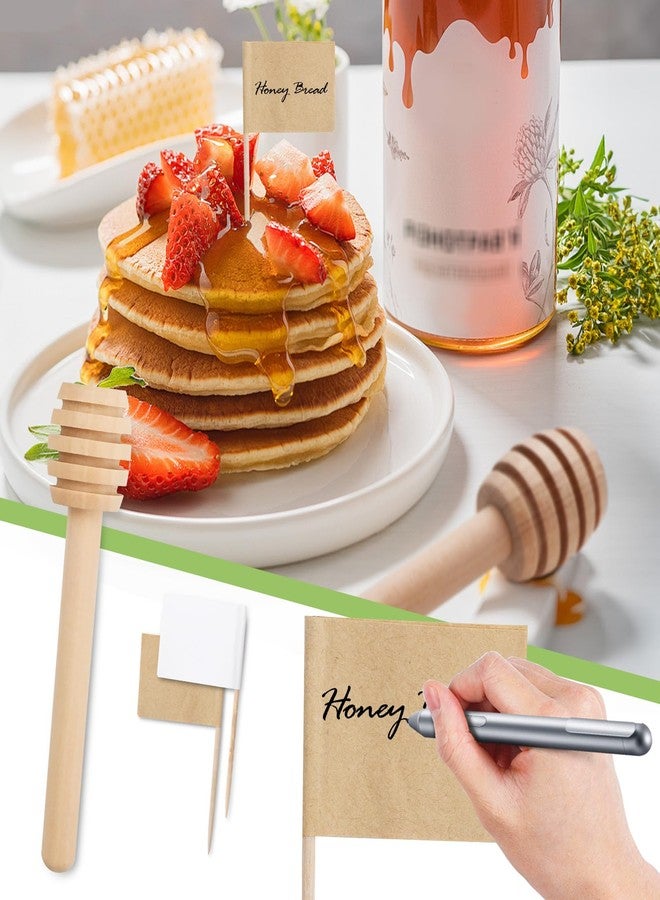 Foyucool 98 Pcs Charcuterie Board Accessories, Stainless Steel Cheese Spreaders with Wooden Handle Forks Spoons Mini Serving Tongs Honey Dippers Sauce Cups Toothpick Flags Charcuterie Utensils, Gold - Image 3