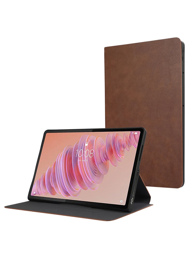 For Lenovo Tab Plus Shockproof Case PU Leather Tablet Cover with Stand - Brown - Image 1