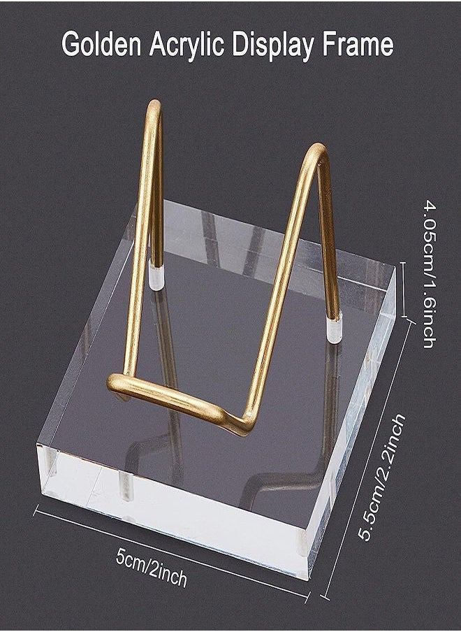 Y&D - Acrylic Display Stand, 5x5x4cm Gold Arms Clear Polished Jewelry Stand Ring Showcase Holder Base, Small Mineral Crystal for Gemstone Decor Collectible (2Pcs) - Image 1