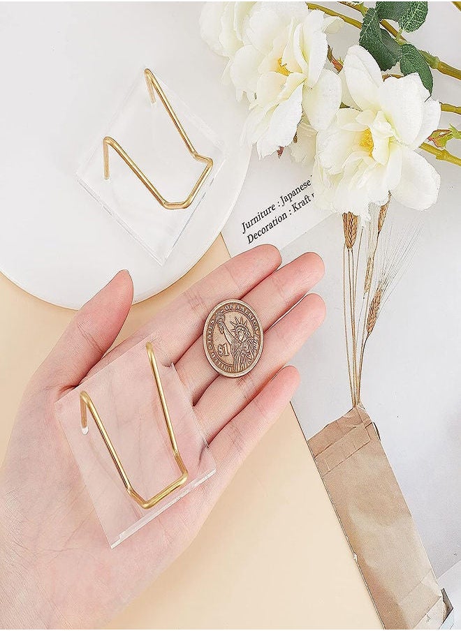 Y&D - Acrylic Display Stand, 5x5x4cm Gold Arms Clear Polished Jewelry Stand Ring Showcase Holder Base, Small Mineral Crystal for Gemstone Decor Collectible (2Pcs) - Image 1