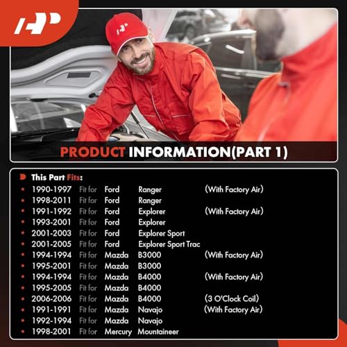 A-Premium A/C Compressor with Clutch Compatible with Ford Explorer, Explorer Sport, Explorer Sport Trac, Ranger & Mazda B3000, B4000, Navajo & Mercury Mountaineer, FS10 Style, 6 Grooves - Image 2