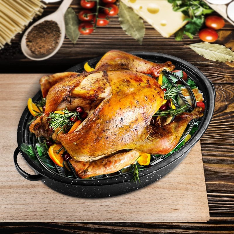 Dimeshy Roasting Rack  Black With Integrated Feet  Enamel Finished  Nonstick  Fit For 15 Inches Oval Roasting Pan  Safety  Dishwasher  Great For Basting  Cooking  Drying  Cooling Rack. (12.5 X 8.5 ) - Image 2
