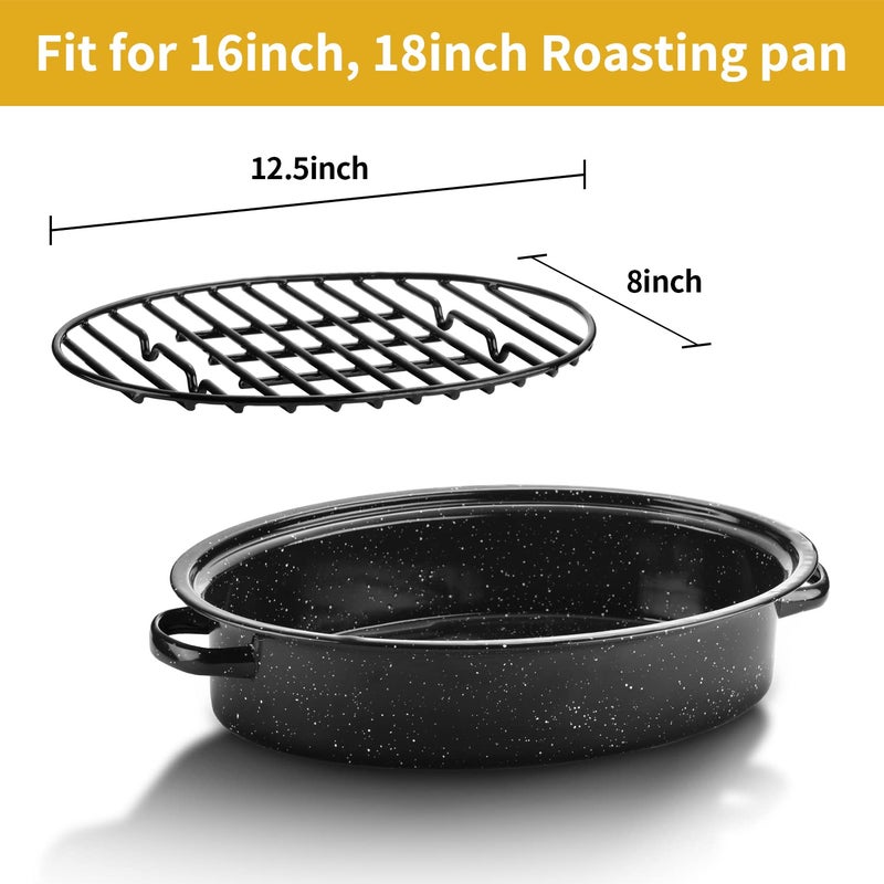 Dimeshy Roasting Rack  Black With Integrated Feet  Enamel Finished  Nonstick  Fit For 15 Inches Oval Roasting Pan  Safety  Dishwasher  Great For Basting  Cooking  Drying  Cooling Rack. (12.5 X 8.5 ) - Image 3