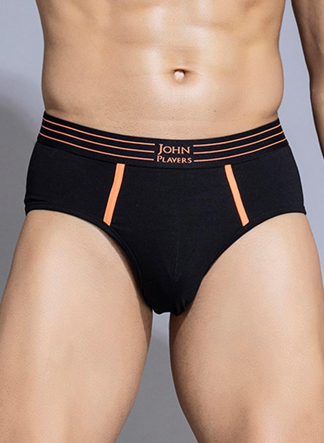 John Players John Player Pack of 2 - Solid Briefs with Striped Waistband - Image 2