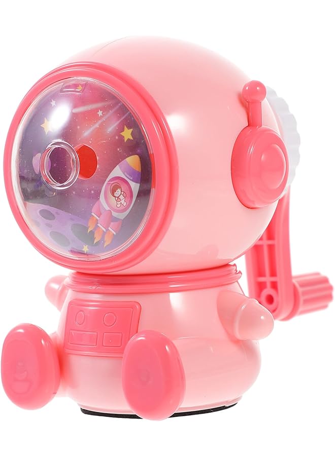 erorex Manual Pencil Device Hand Crank Pencil Sharpener Cartoon Spaceman Shaped Manual Colored Makeup Pencils Cutter Pink - Image 1
