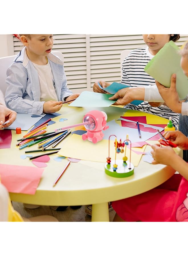 erorex Manual Pencil Device Hand Crank Pencil Sharpener Cartoon Spaceman Shaped Manual Colored Makeup Pencils Cutter Pink - Image 4