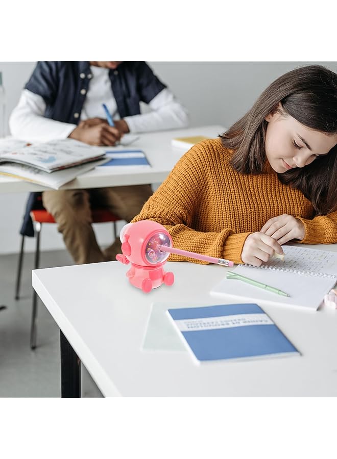 erorex Manual Pencil Device Hand Crank Pencil Sharpener Cartoon Spaceman Shaped Manual Colored Makeup Pencils Cutter Pink - Image 2