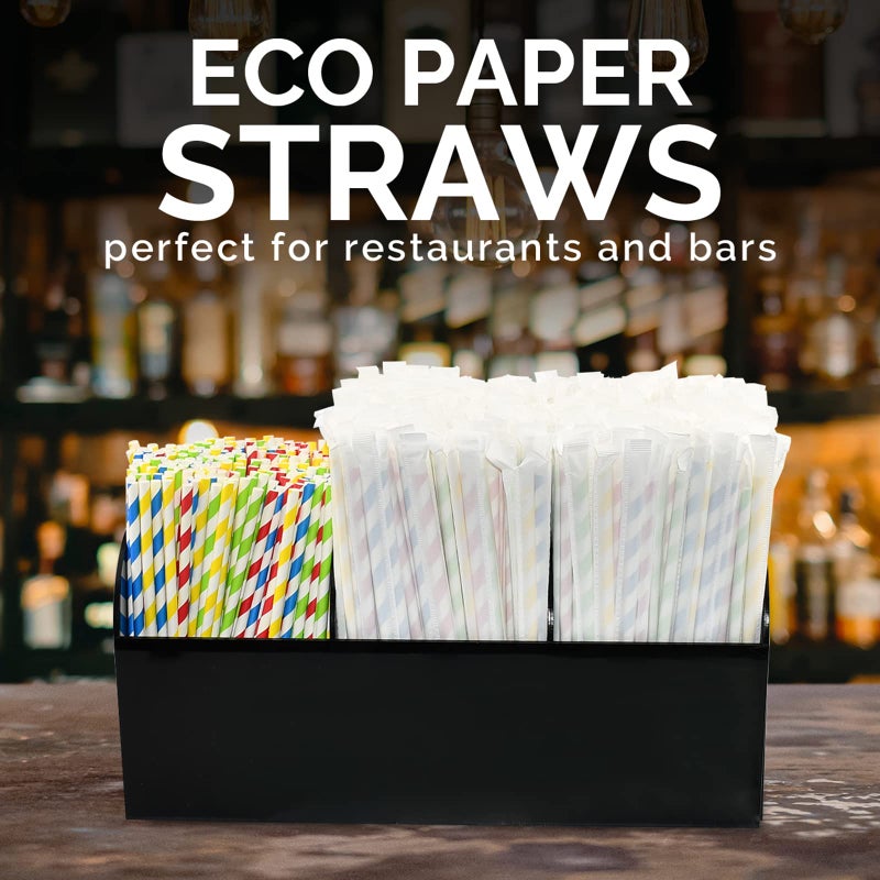 chunspak Disposable Paper Drinking Straws Bulk  Individually Wrapped - 7.75 Inch  Assorted Colors (Case of 1000) - Image 2