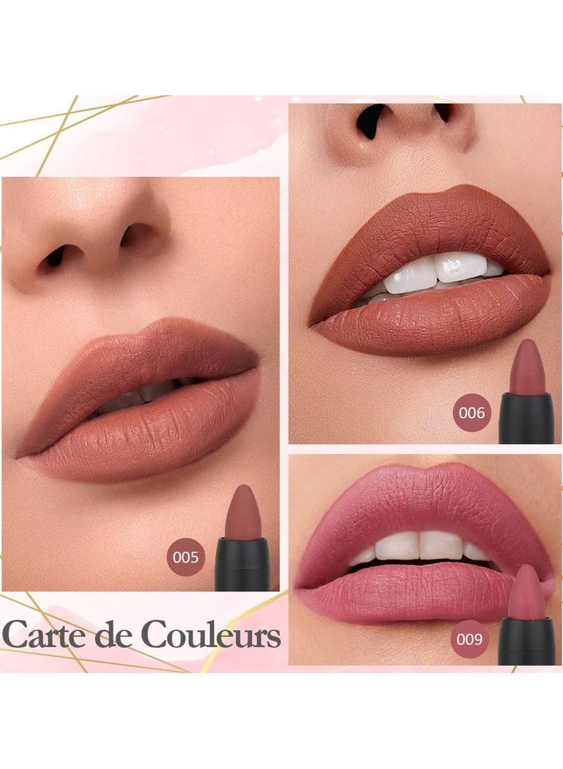 DNM Beauty 3Pcs Nude Beige Matte Lip Liner Crayon Pencil and Lipstick Set Chestnut Brown Mauve Thick Matte 24 Hour Long Lasting Waterproof Lipstick 5&6&9 - Image 2
