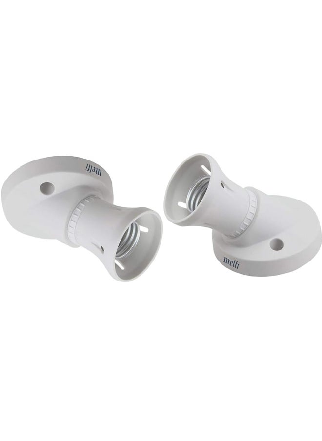 melfi Melfi E27 Screw Angle Lamp Socket â€“ Replacement Light Holder for Desk & Ceiling Lamps â€“ Durable Lamp Holder for Standard Bulbs (Angle Batten Holder, 2, PCS)  - Image 1