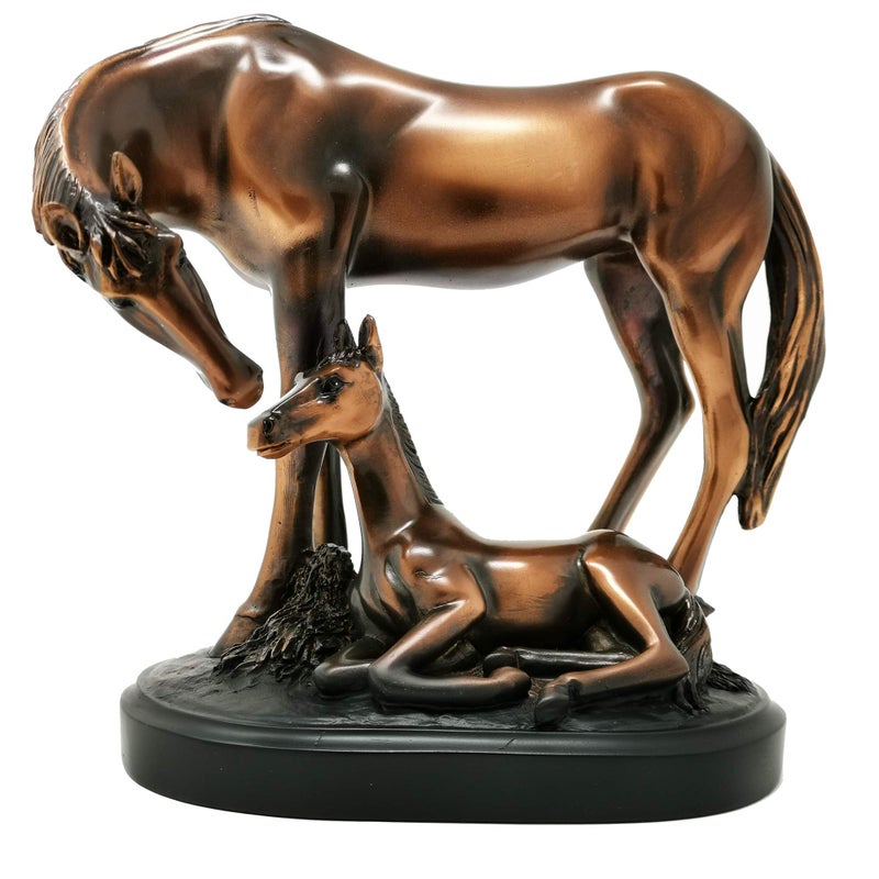 Treasure of Nature Bronze Mom  Baby Horse Sculpture Statue 8 x 45 x 7 inch