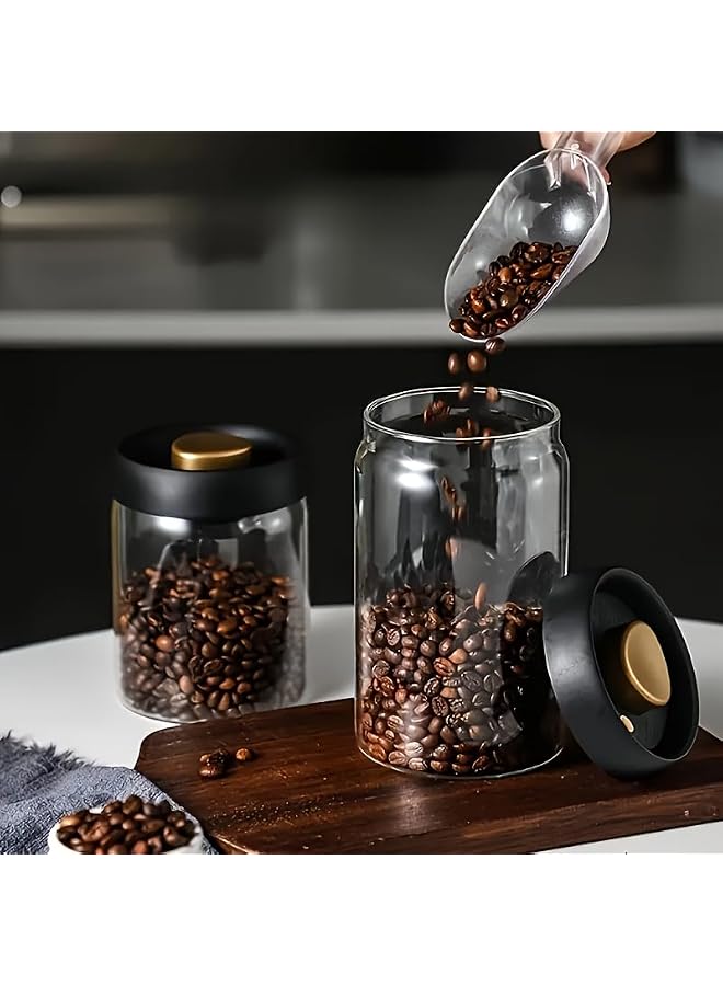 S-TOP Premium Borosilicate Glass Vacuum Container for Storing Coffee Beans And Other Kitchen Items - Available in Sizes of 16.91Oz - Transparent And Sturdy - Ideal for Maintaining Freshness And Taste. - Image 4