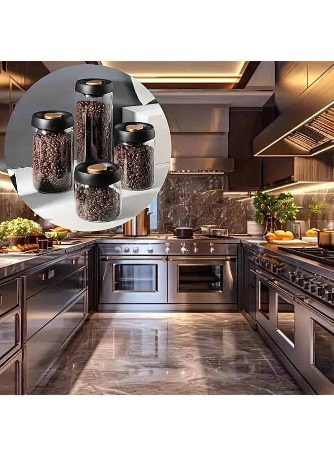 S-TOP Premium Borosilicate Glass Vacuum Container for Storing Coffee Beans And Other Kitchen Items - Available in Sizes of 16.91Oz - Transparent And Sturdy - Ideal for Maintaining Freshness And Taste. - Image 3