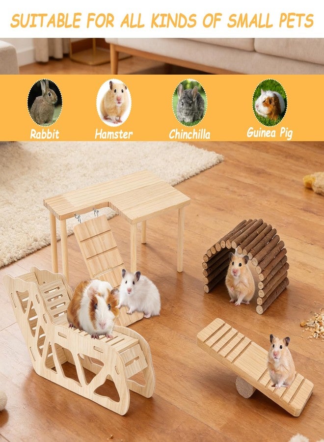 Foxtell Hamster Toys Complete Set - Noiseless Silent Exercise Wheel, Maze Wood House, Stand, Chew Toys & Water Bottle Cage Accessories for Hamster, Rat, Mice Small Animal Habitat - Image 5