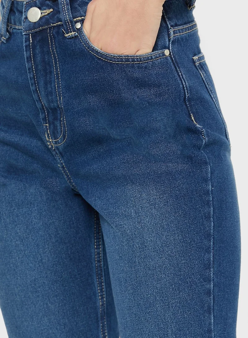 BRAVE SOUL Distressed Mom Jeans