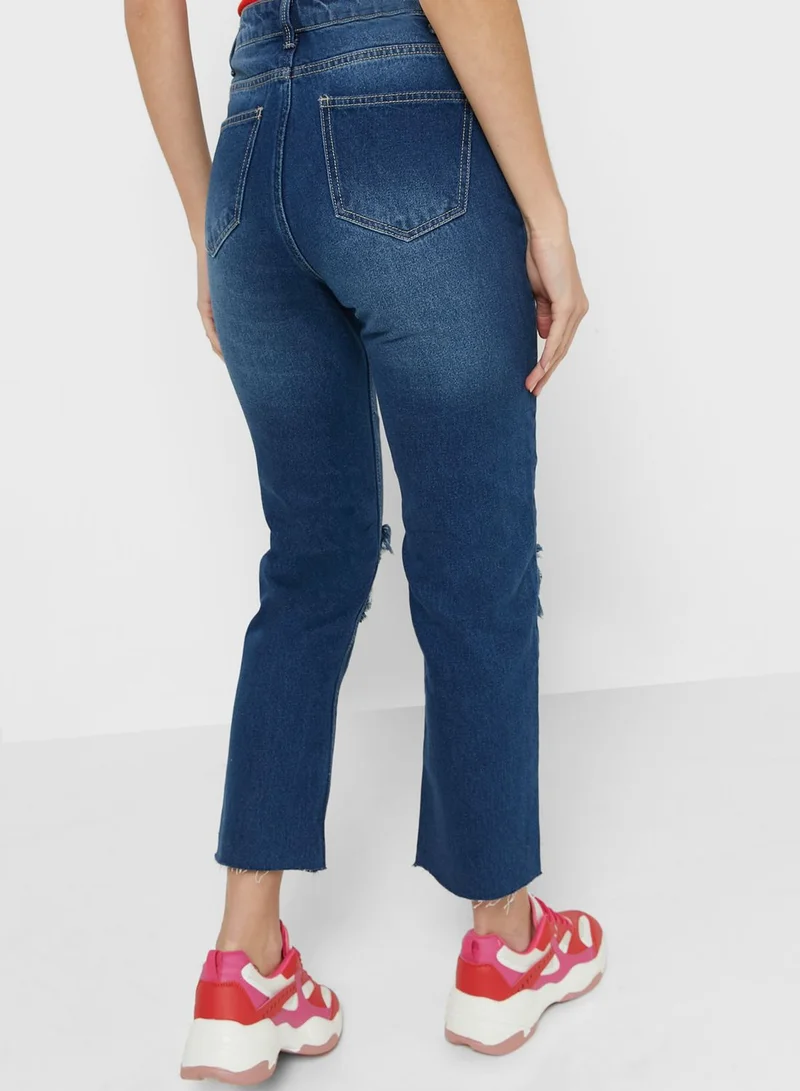 BRAVE SOUL Distressed Mom Jeans