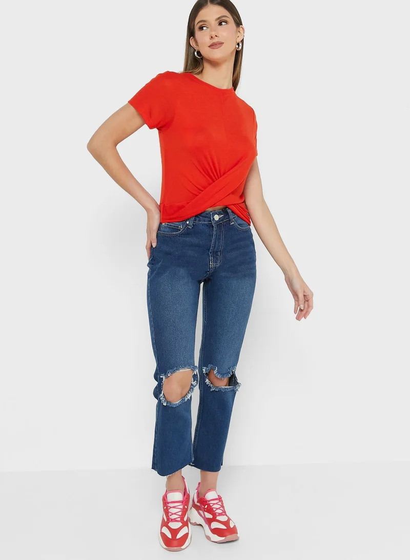 BRAVE SOUL Distressed Mom Jeans