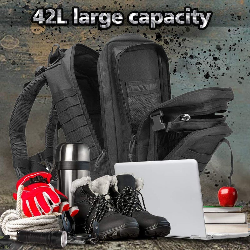 EMDMAK Military Tactical Backpack, 42L Large Military Pack Army 3 Day Assault Pack Molle Bag Rucksack for Outdoor Hiking Camping Hunting - Image 4