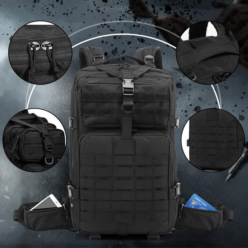 EMDMAK Military Tactical Backpack, 42L Large Military Pack Army 3 Day Assault Pack Molle Bag Rucksack for Outdoor Hiking Camping Hunting - Image 2