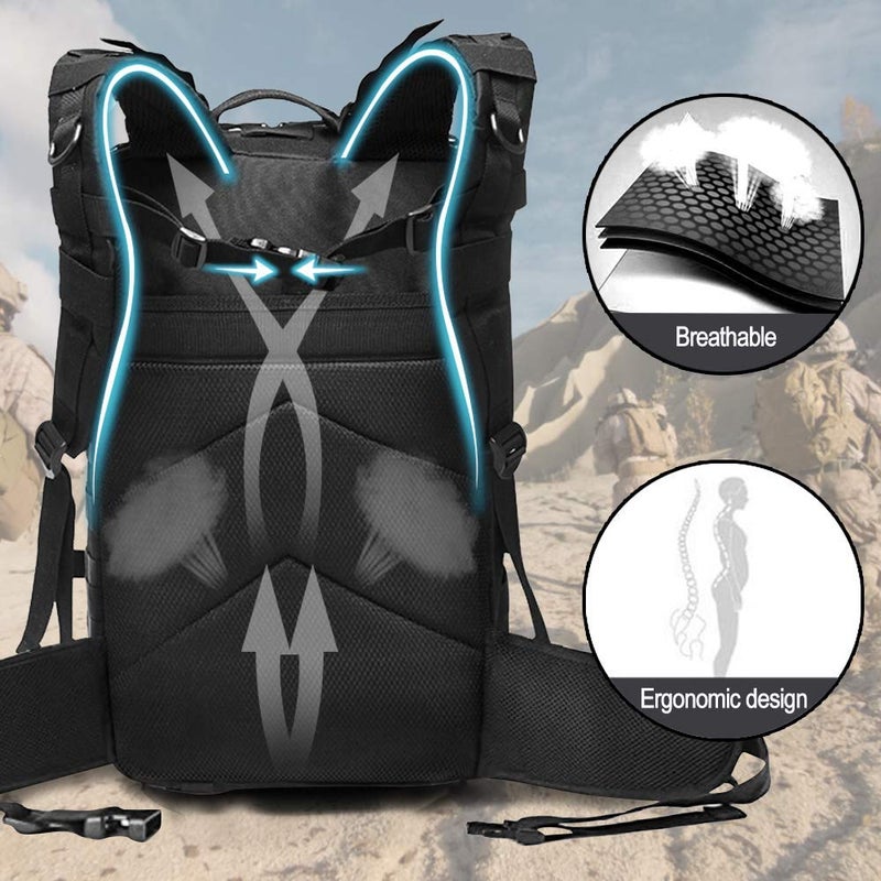 EMDMAK Military Tactical Backpack, 42L Large Military Pack Army 3 Day Assault Pack Molle Bag Rucksack for Outdoor Hiking Camping Hunting - Image 3