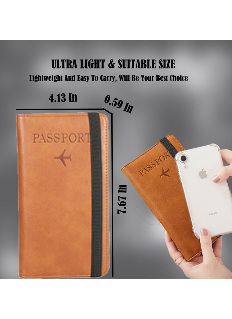 SYOSI - SYOSI Leather Passport Wallet, Multi-purpose Passport Holder Wallet for Women and Men with Phone Pocket, Coin Pocket, Passport Cover, Travel Document Holder for Travel, Business Trip (Blue) - Image 1