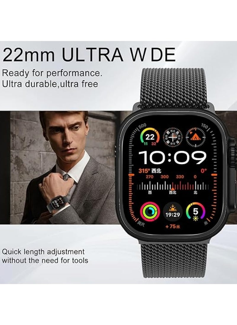 Generic - Milanese Mesh Loop Band Compatible with Apple Watch Ultra 1/2 49mm 46mm 45mm 44mm 42mm Men Women, Designer Parachute-Style Metal Buckle Adjustable Strap for iWatch SE Series 10 9 8 7 6 5 4 3 2 1 SE - Image 1