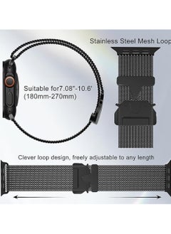 Generic Milanese Mesh Loop Band Compatible with Apple Watch Ultra 1/2 49mm 46mm 45mm 44mm 42mm Men Women, Designer Parachute-Style Metal Buckle Adjustable Strap for iWatch SE Series 10 9 8 7 6 5 4 3 2 1 SE  - Image 5