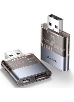 JSAUX DC0011 USB Data Blocker Transparent 2 in 1 Fast Charging USB-A to USB-A and USB-C Data Blocker Only for Charging, Protection Against Juice Jacking, Rejects Piracy, Support Safe Charging  - Image 1
