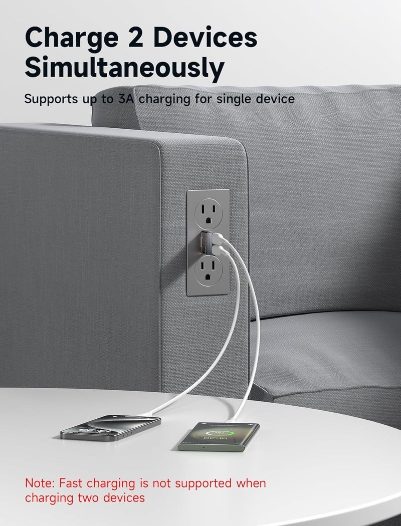 DC0011 USB Data Blocker Transparent 2 in 1 Fast Charging USB-A to USB-A and USB-C Data Blocker Only for Charging, Protection Against Juice Jacking, Rejects Piracy, Support Safe Charging
