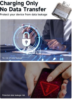 JSAUX DC0011 USB Data Blocker Transparent 2 in 1 Fast Charging USB-A to USB-A and USB-C Data Blocker Only for Charging, Protection Against Juice Jacking, Rejects Piracy, Support Safe Charging  - Image 4