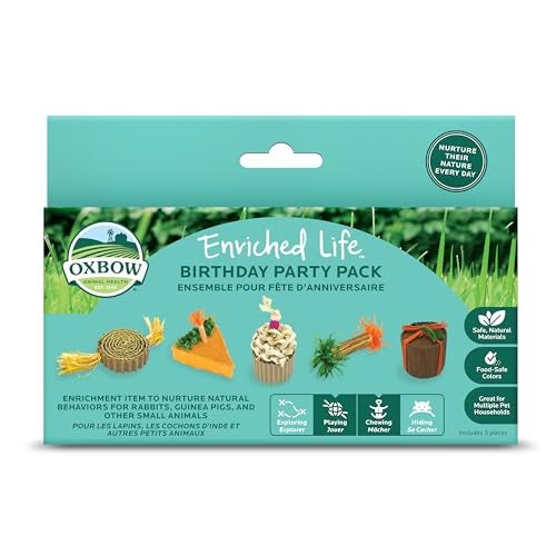 Oxbow Enriched Life Birthday Party Pack Rabbit Guinea Pig Toys Enrichment Pack for Bunny Hamster Rabbit Chinchilla Rat Chinchilla Cage Accessories Guinea Pig Accessories for Cage - Image 1