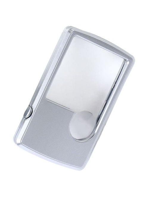 SYOSI Pocket Magnifier with LED Light, Handheld Magnifying Glass Mini Card Type Magnifying Glass with 3X 6X Double Lens for Reading, Jewelry, Puzzle, Experiment, Investigation, Menu