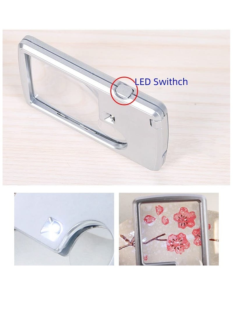 SYOSI - SYOSI Pocket Magnifier with LED Light, Handheld Magnifying Glass Mini Card Type Magnifying Glass with 3X 6X Double Lens for Reading, Jewelry, Puzzle, Experiment, Investigation, Menu - Image 1