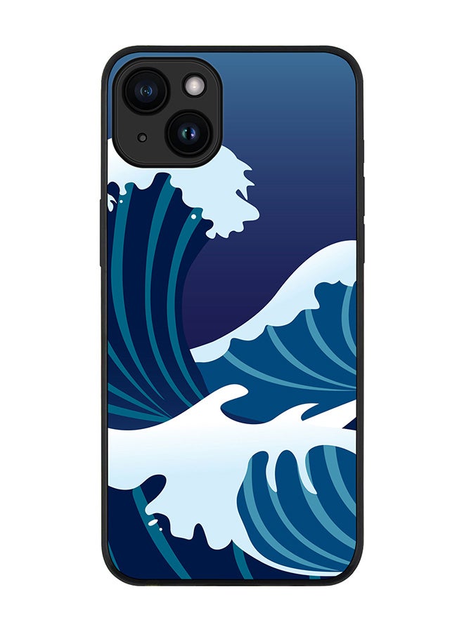 Stylizedd Cover for iPhone 15 Case Rugged Black Slim fit Soft Flexible Anti Drop TPU Gel Thin Protective Phone Cases - Japanese Sea - Image 1