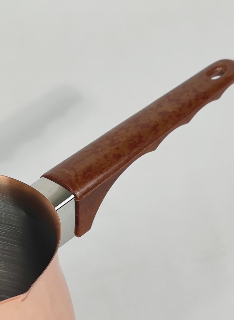 HTH Set of 3 Stainless Steel Classic Turkish Coffee Pots Wood Long Handle Coffee Warmer Milk Pot - Image 4