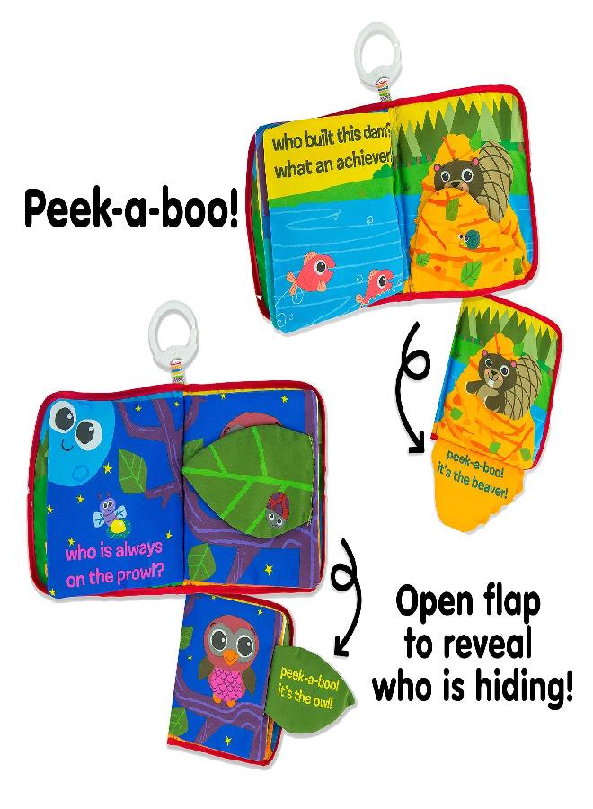 Lamaze Peek-A-Boo Forest Soft Baby Book - Clip-On Cloth Book - Washable Crinkling Fabric Pages for Sensory Play - Teething and Learning Toys for Babies - 6 Months and Up - Image 2
