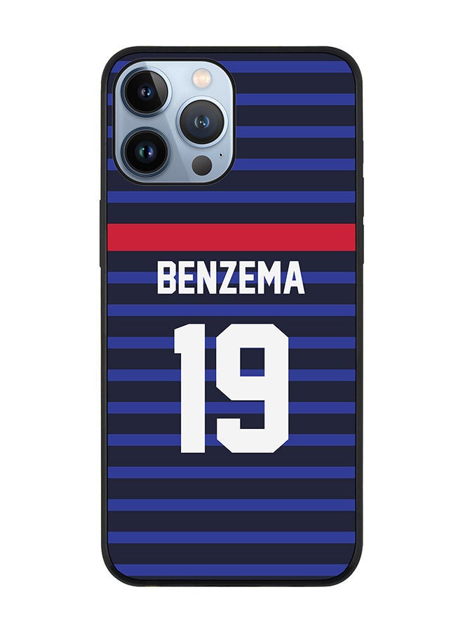 Stylizedd Rugged Black edge case for Apple iPhone 13 Pro Max Slim fit Soft Case Flexible Rubber Edges Anti Drop TPU Gel Thin Cover - Football Team - France Player Name - Benzema - Image 1