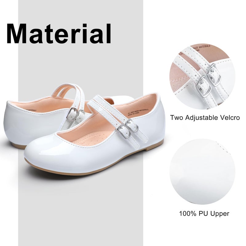 MIXIN Girls Dress Shoes Mary Jane Shoes for Girl Ballet Flats Back to School Princess Wedding Shoes White Size 2 - Image 4