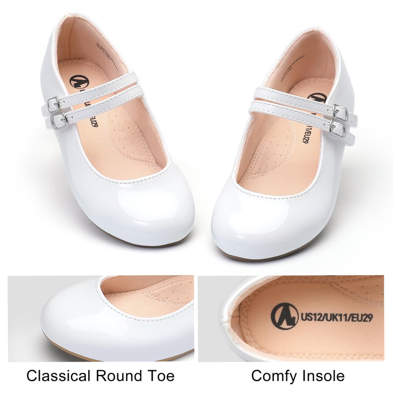 MIXIN Girls Dress Shoes Mary Jane Shoes for Girl Ballet Flats Back to School Princess Wedding Shoes White Size 2 - Image 3