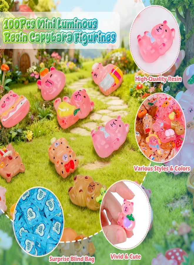 Hysagtek Mini Capybara Blind Bag - 100 Pcs Luminous Tiny Capybara Figures Glow in The Dark Mystery Bag Micro Landscape Aquarium Potted Xmas Dollhouse Decor Fairy Garden Accessories - Image 4