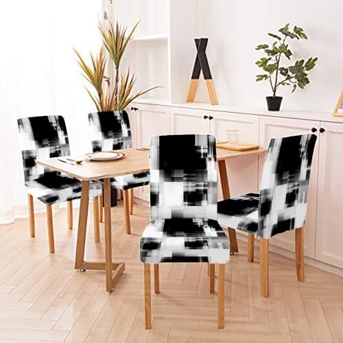 CAPSCEOLL Art Abstract Monochrome Blackand White Dining Chair Covers Set of 4,Removable Washable Parson Chair Covers for Dining Room,Living Room,Kitchen - Image 4