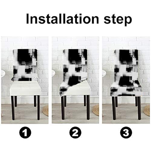 CAPSCEOLL Art Abstract Monochrome Blackand White Dining Chair Covers Set of 4,Removable Washable Parson Chair Covers for Dining Room,Living Room,Kitchen - Image 5