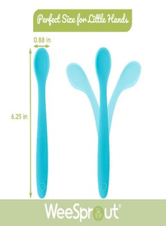 WeeSprout WeeSprout Silicone Baby Spoons - First Stage Infant Feeding Spoons  With Soft-Tip, Bendable Baby Utensils for Parent & Self-Feeding,  Ultra-Durable & Chewproof, Dishwasher Safe, Set of 3 UAE