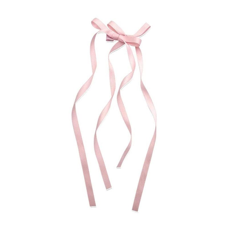 1PC Pink Hair Clips Bow Hairpin Sweet Double Bow Hair Barrettes For Women Girl Cute Braided Long Ribbon Hair Clips Headwear Fashion Hair Accessories