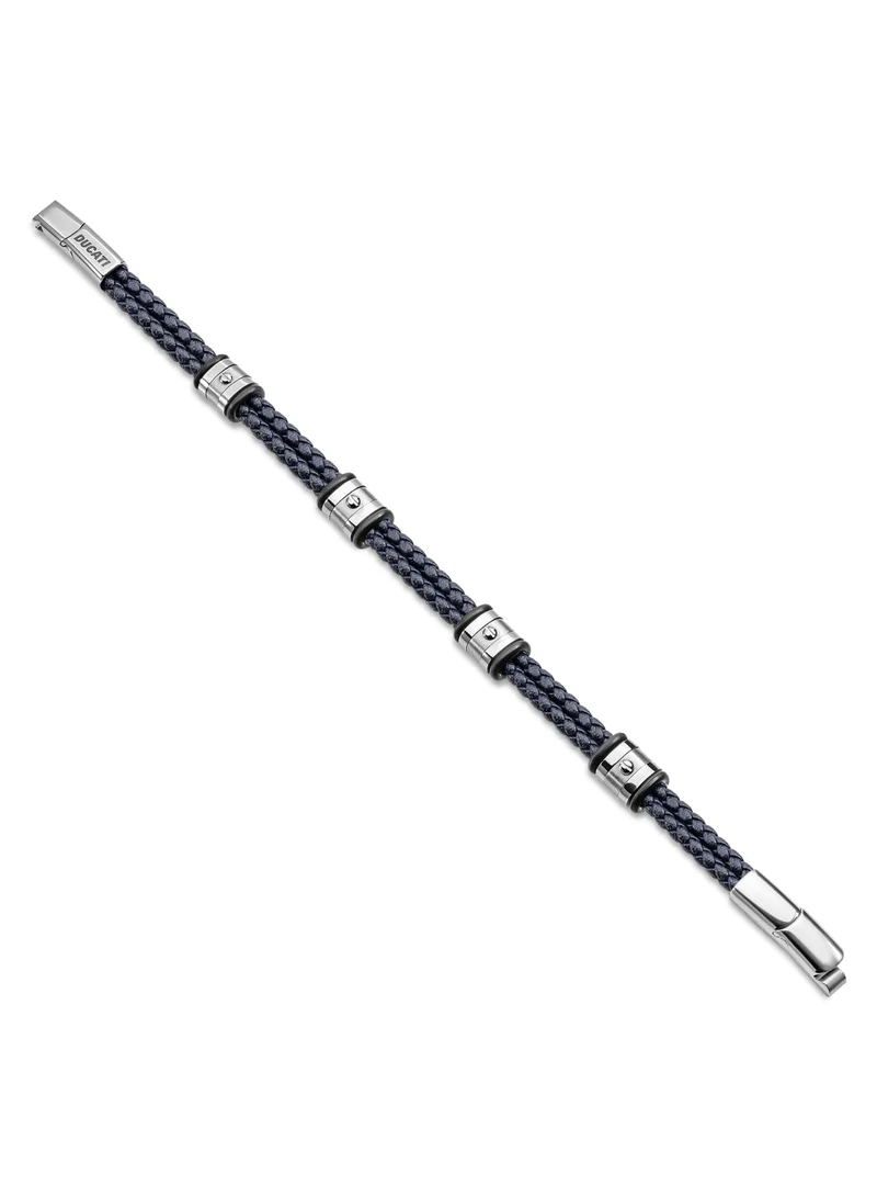 Ducati Corse Contesa Blue Leather Strap Gents Bracelet with Magnetic Clasp210 mm