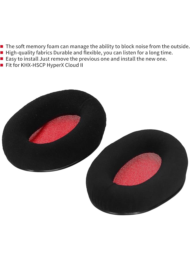 إيروريكس وسائد أذن وغطاء سماعة رأس مصنوع من قماش عالي الجودة ومريح في الارتداء لسماعات الرأس Khx Hscp Cloud Ii 2 من جلد الغزال الأحمر - Image 2