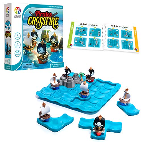 SmartGames Pirates Crossfire  Strategy Logic Game with 4 Playing Modes and 80 Challenges for Ages 7 - Image 1