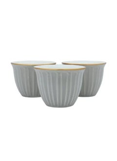 Alsaif Gallery 12 Pieces Gray Striped Arabic Coffee Cup Set  - Image 3