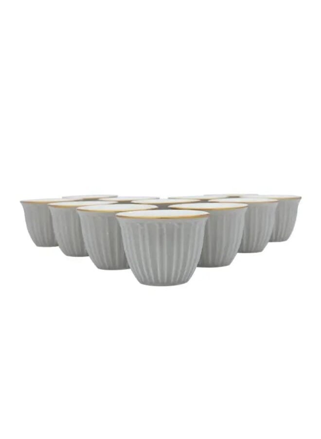 Alsaif Gallery 12 Pieces Gray Striped Arabic Coffee Cup Set  - Image 2